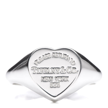 Tiffany Sterling Silver Return to Tiffany Heart Signet Ring 53 6.25 1 of 5