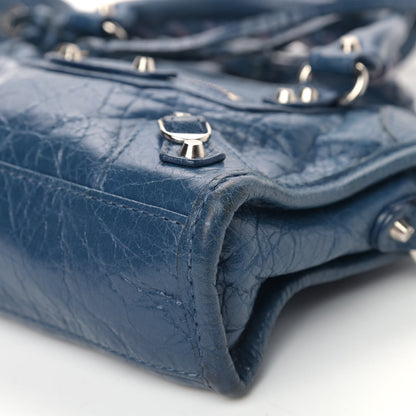 Balenciaga Agneau Classic Silver Hardware Nano City Bleu Profond 6 of 9
