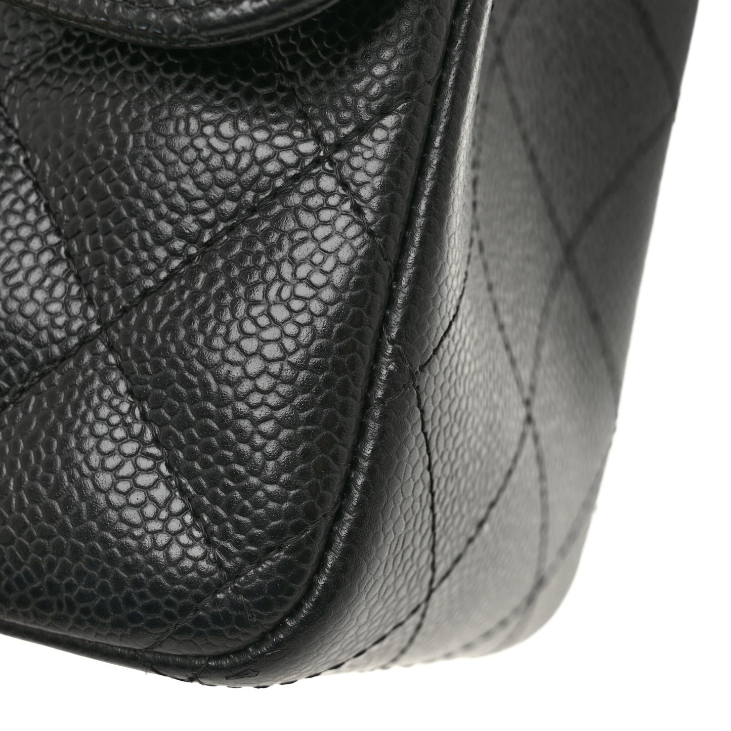 Caviar Quilted Jumbo Double Flap Black Black