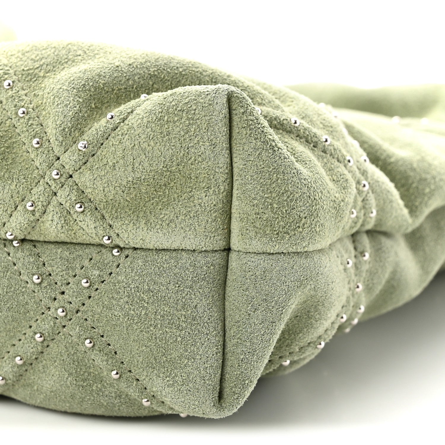 Chanel Suede Stitched Quilted Studded Mini Chanel 22 Light Green 10 of 10