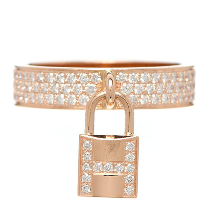 Hermes 18K Rose Gold Diamond MM Kelly Clochette Ring 51 5.75 1 of 7