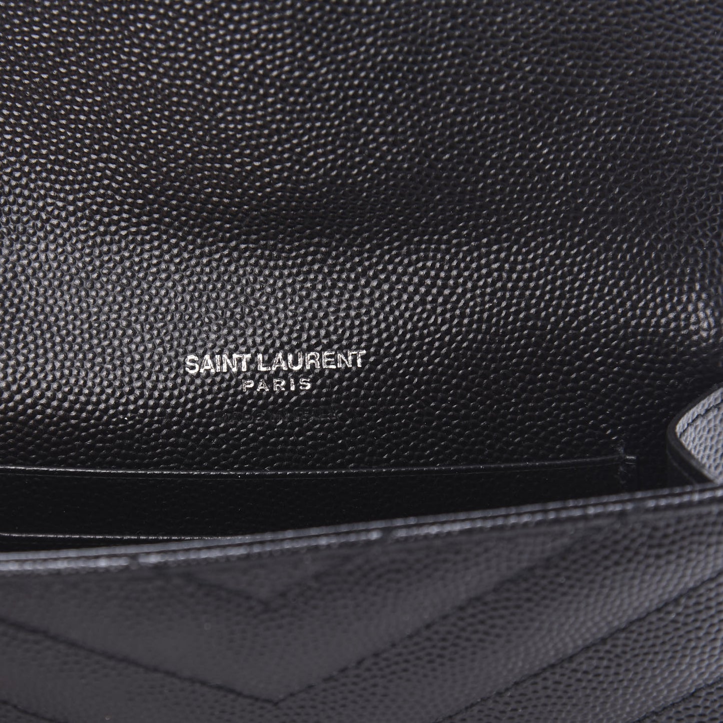 Grain De Poudre Matelasse Chevron Small Monogram Envelope Wallet Black