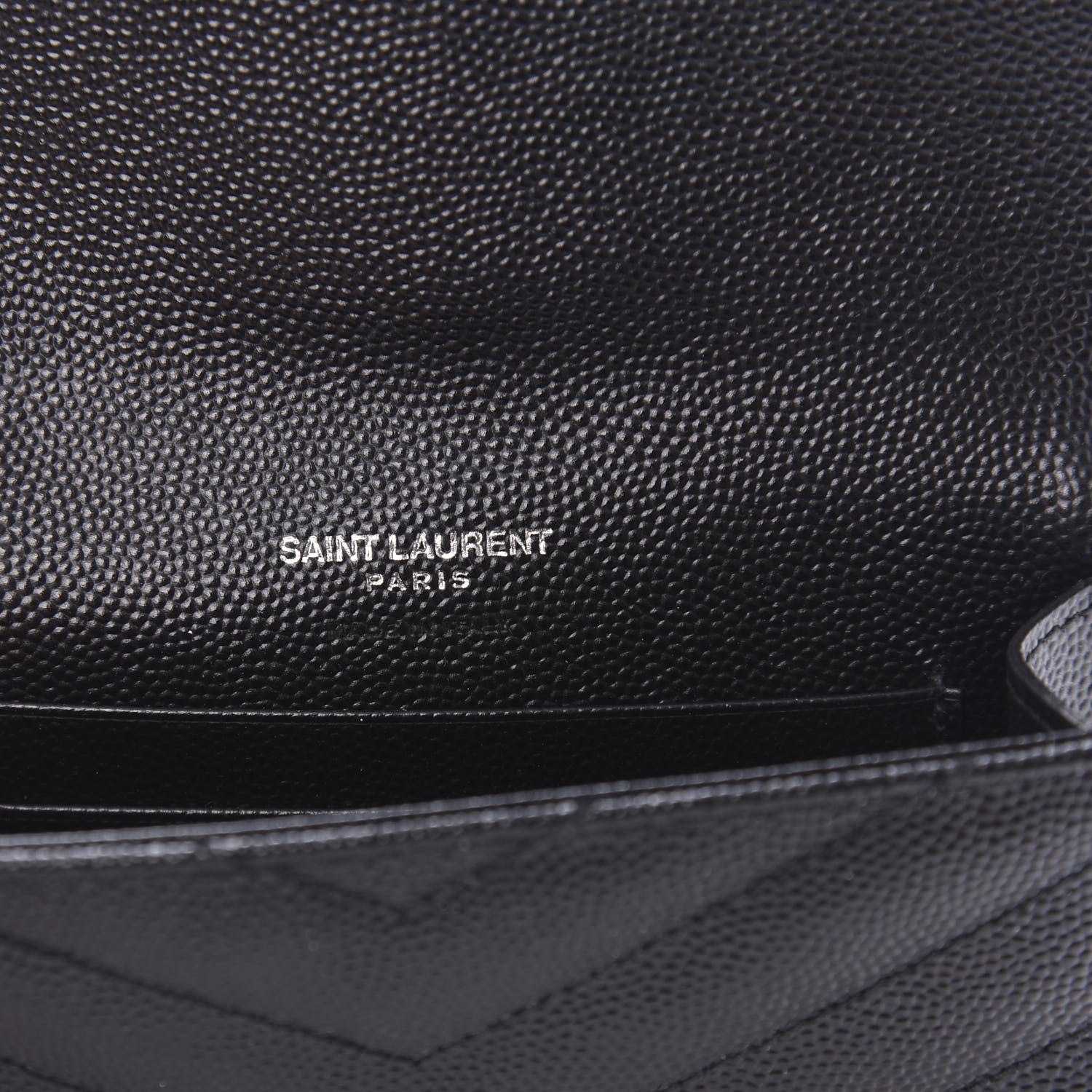 Saint Laurent Grain De Poudre Matelasse Chevron Small Monogram Envelope Wallet Black 8 of 10