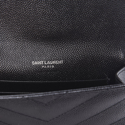 Saint Laurent Grain De Poudre Matelasse Chevron Small Monogram Envelope Wallet Black 8 of 10