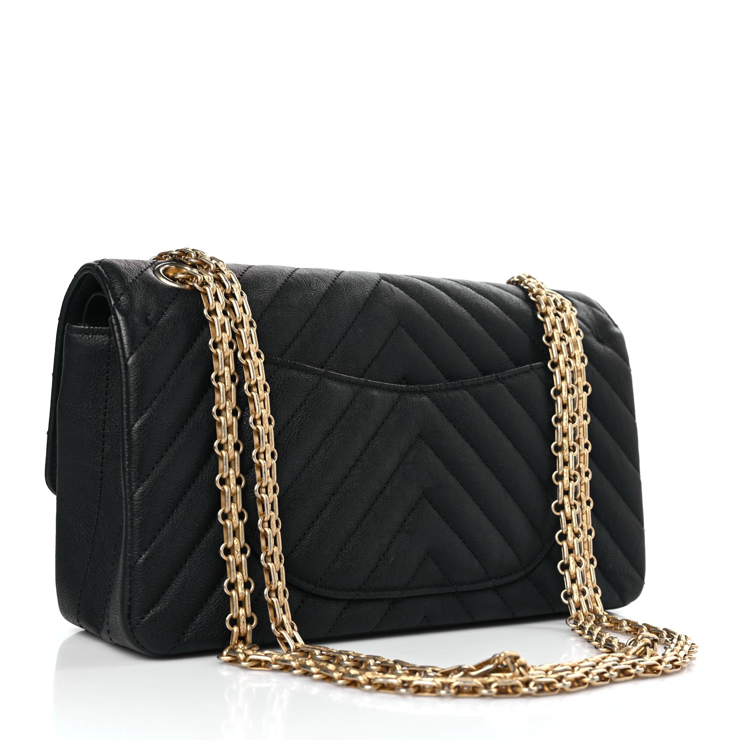 Chanel Sheepskin Chevron Quilted 2.55 Reissue 225 Flap Black 3 of 9
