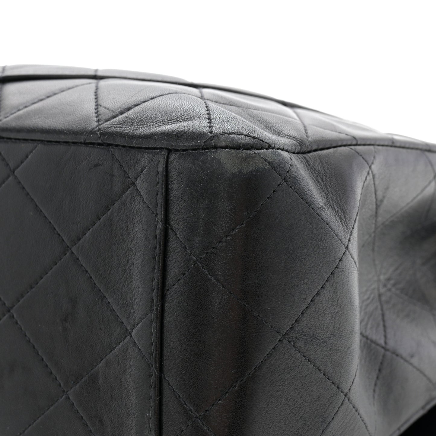 Lambskin Quilted XL Jumbo Single Flap Black