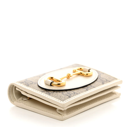 Gucci GG Supreme Monogram Azalea Calfskin Horsebit 1955 Card Case Wallet Beige Ebony Mystic White 4 of 9