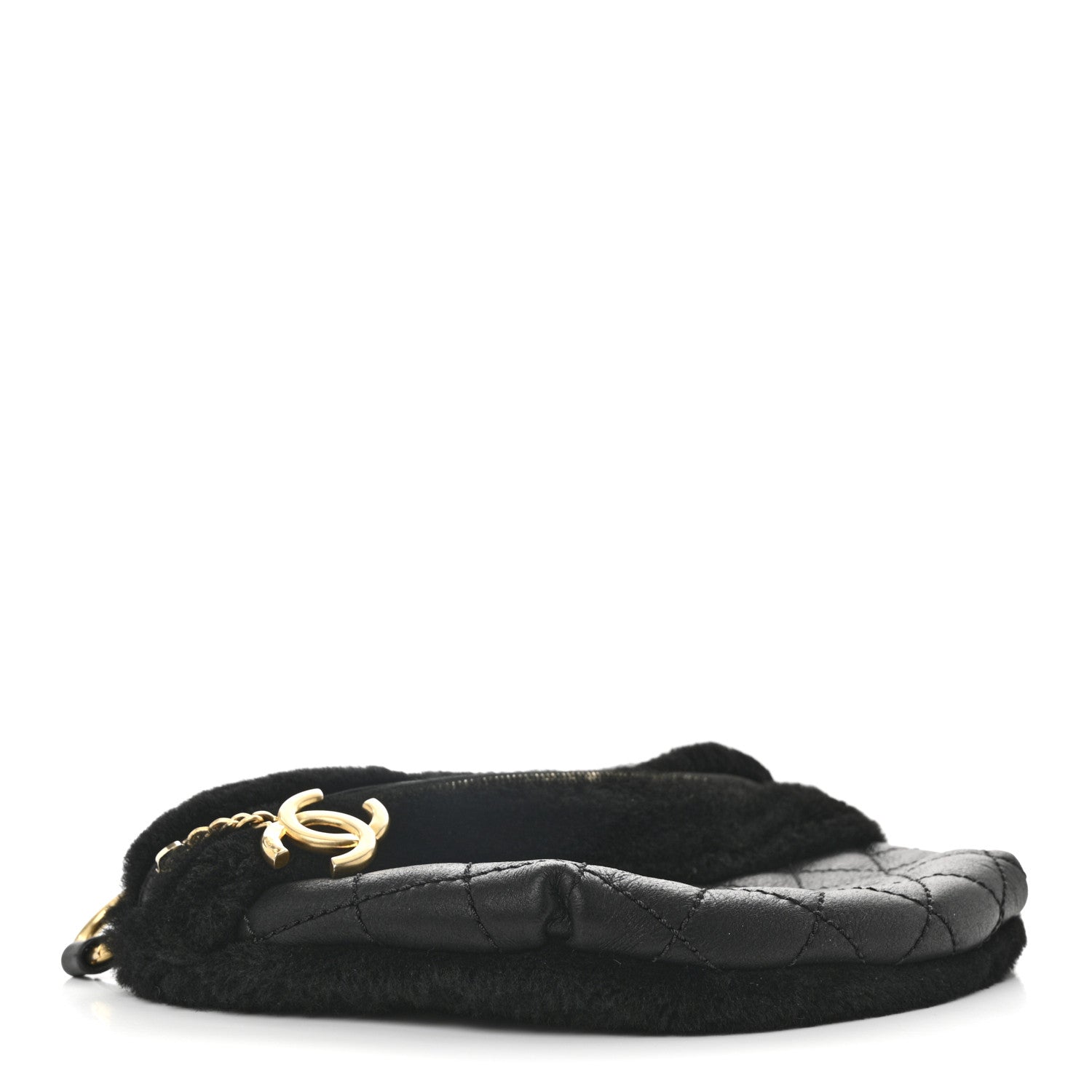 Chanel Calfskin Fur Quilted Waist Bag Fanny Pack Black 4 of 10