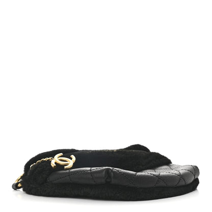 Chanel Calfskin Fur Quilted Waist Bag Fanny Pack Black 4 of 10