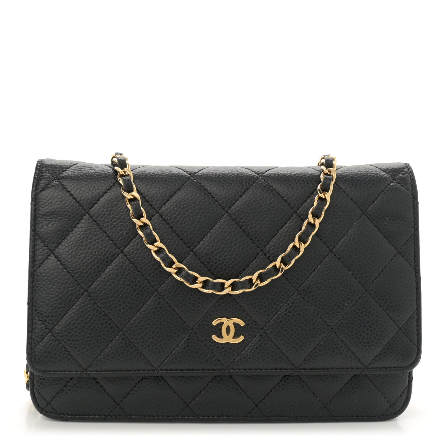 Caviar Quilted Wallet on Chain WOC Black