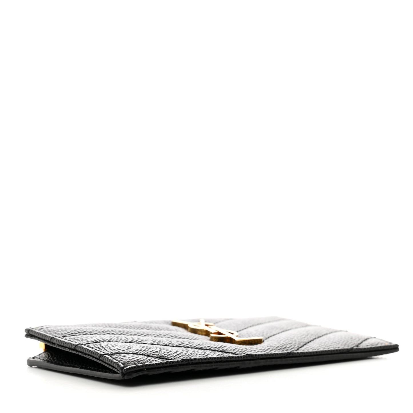 Grain De Poudre Matelasse Chevron Monogram Fragments Zippered Card Case Black