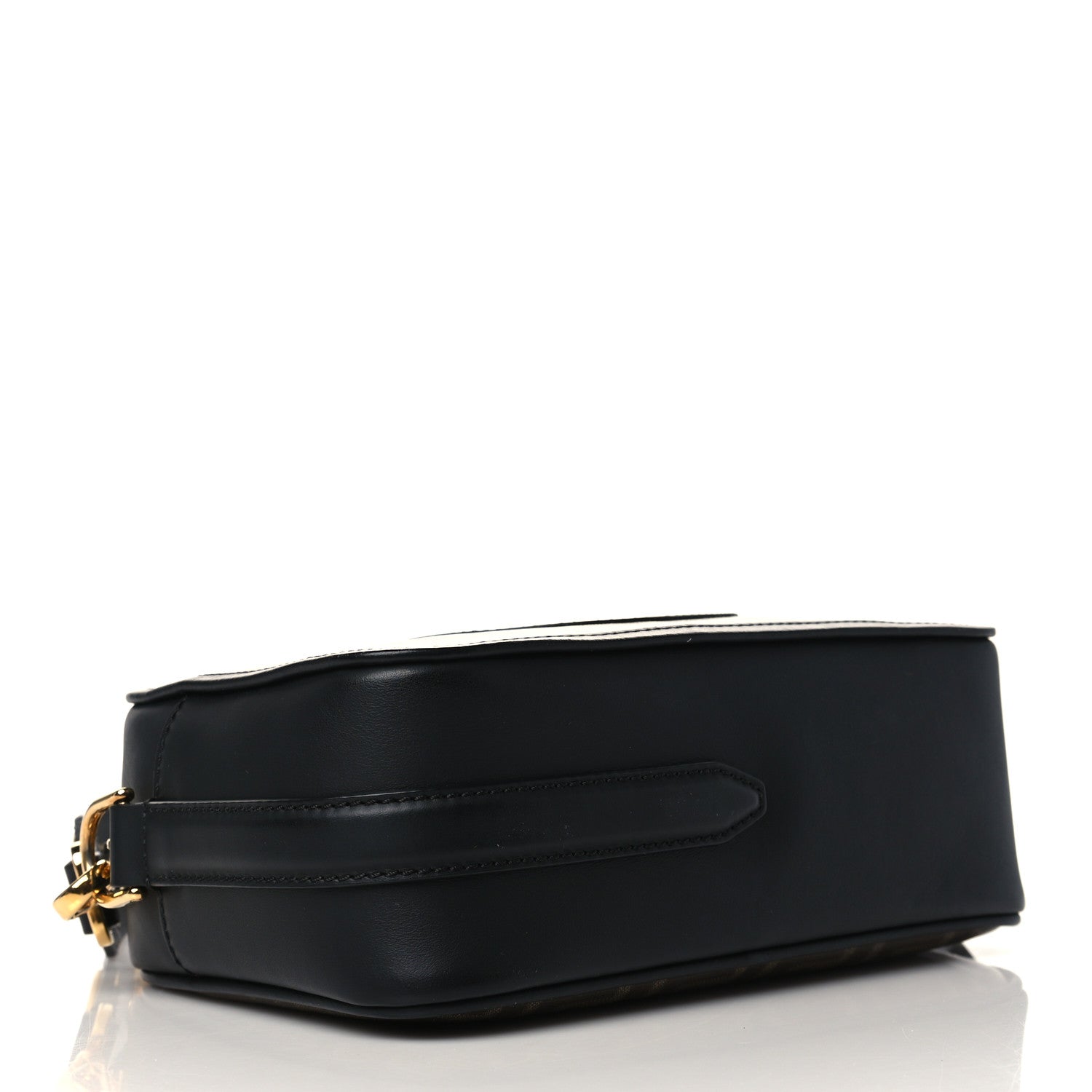 Fendi Glazed Fabric Vitello Century F is Fendi FF 1974 Stamp Patch Camera Case Mogano Panna Black 4 of 10