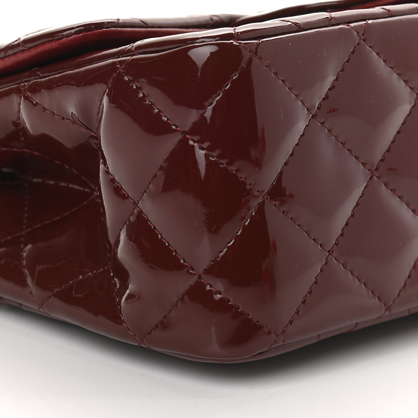Patent Quilted Mini Square Flap Dark Red