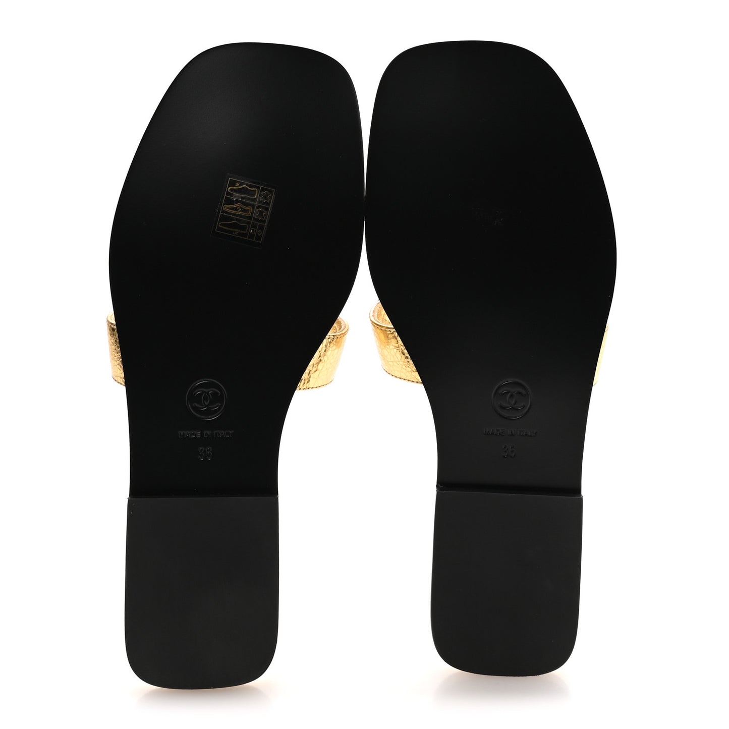 Lambskin CC Cut Out Mules Sandals 36 Black