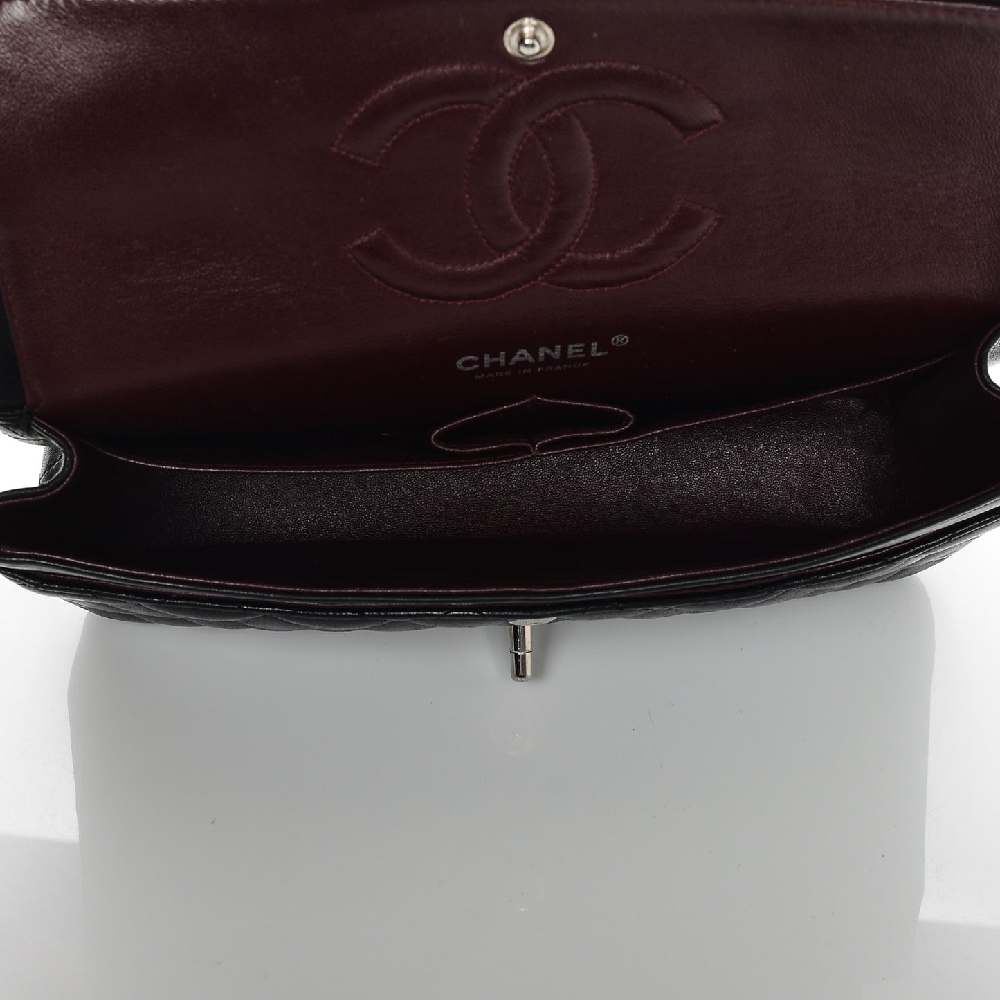 Lambskin Quilted Medium Double Flap Black