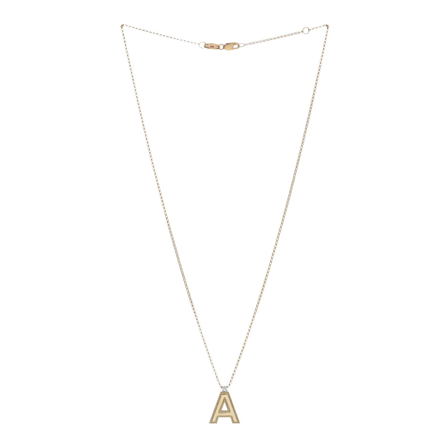 18K Yellow Gold Diamond Princess Initial A Pendant Necklace
