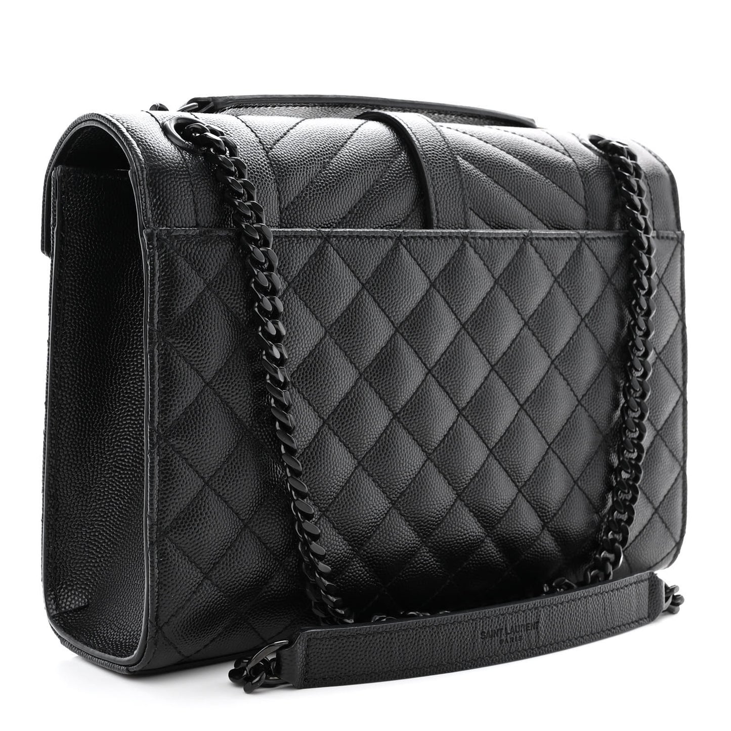 Grain De Poudre Textured Mixed Matelasse Triquilt Medium Monogram Monochrome Satchel Black