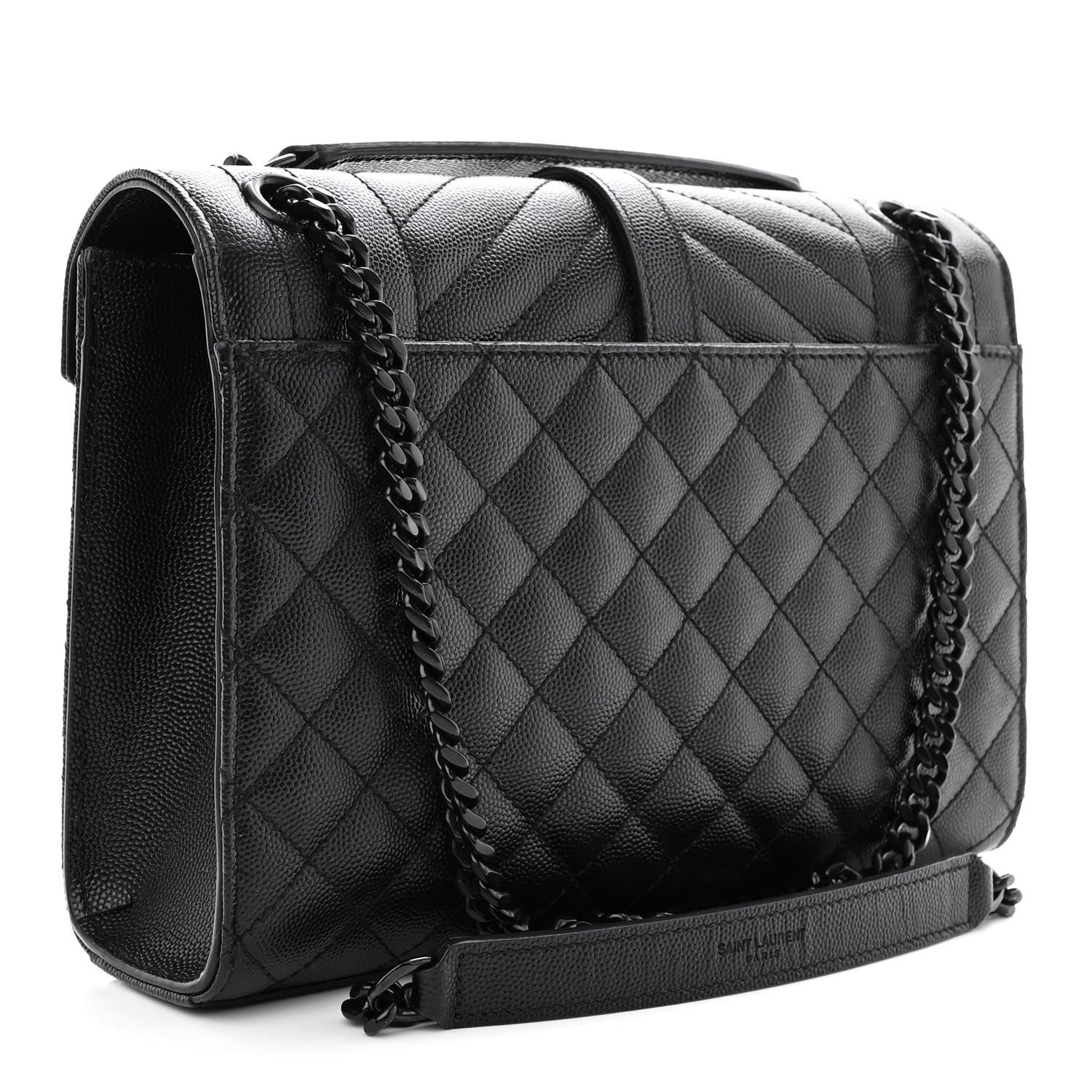 Saint Laurent Grain De Poudre Textured Mixed Matelasse Triquilt Medium Monogram Monochrome Satchel Black 3 of 11