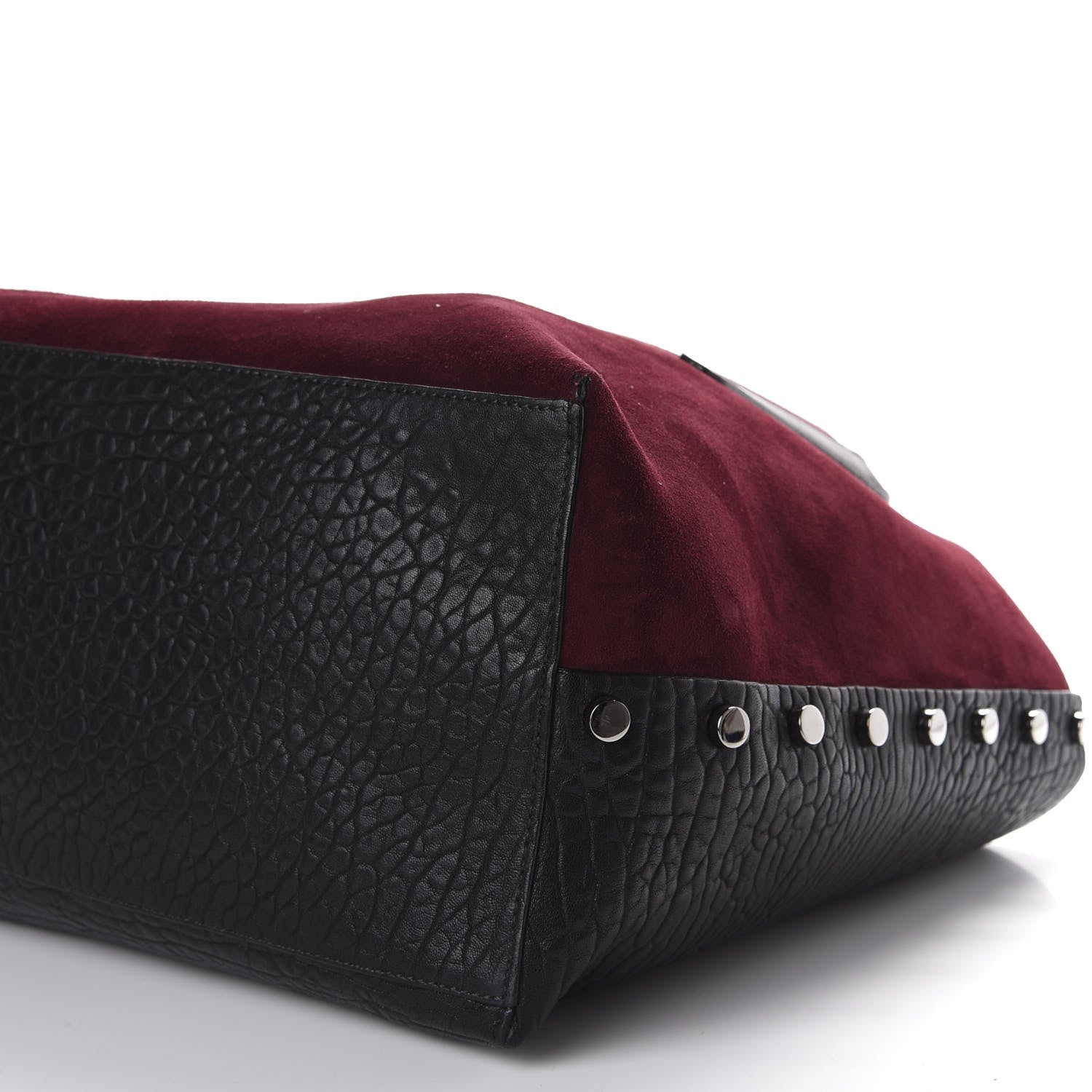 Jimmy Choo Suede Grained Calfskin Twist East West Tote Bordeaux Black 6 of 9