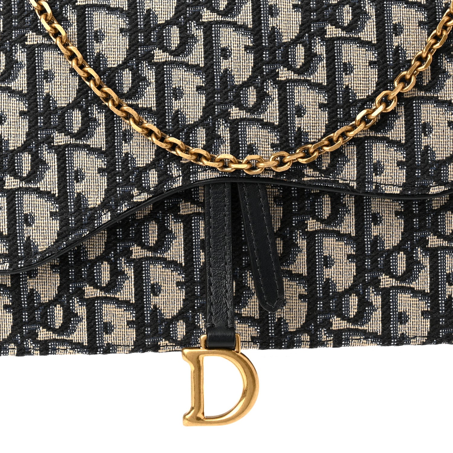 Christian Dior Oblique Saddle Chain Pouch Blue 7 of 9
