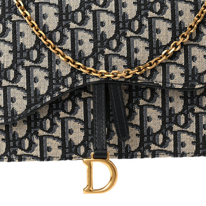 Christian Dior Oblique Saddle Chain Pouch Blue 7 of 9