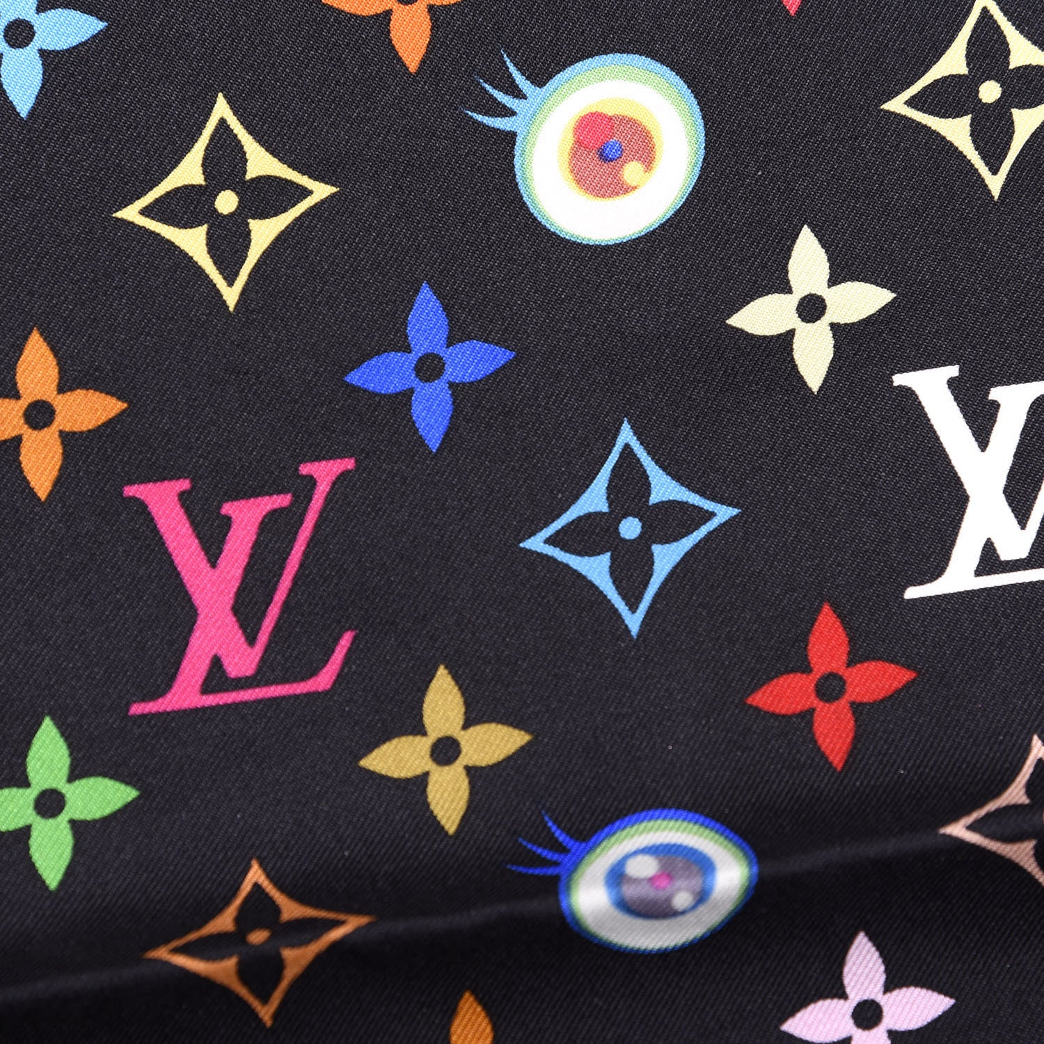 Louis Vuitton Silk Multicolor Eye Love Scarf Black 4 of 4
