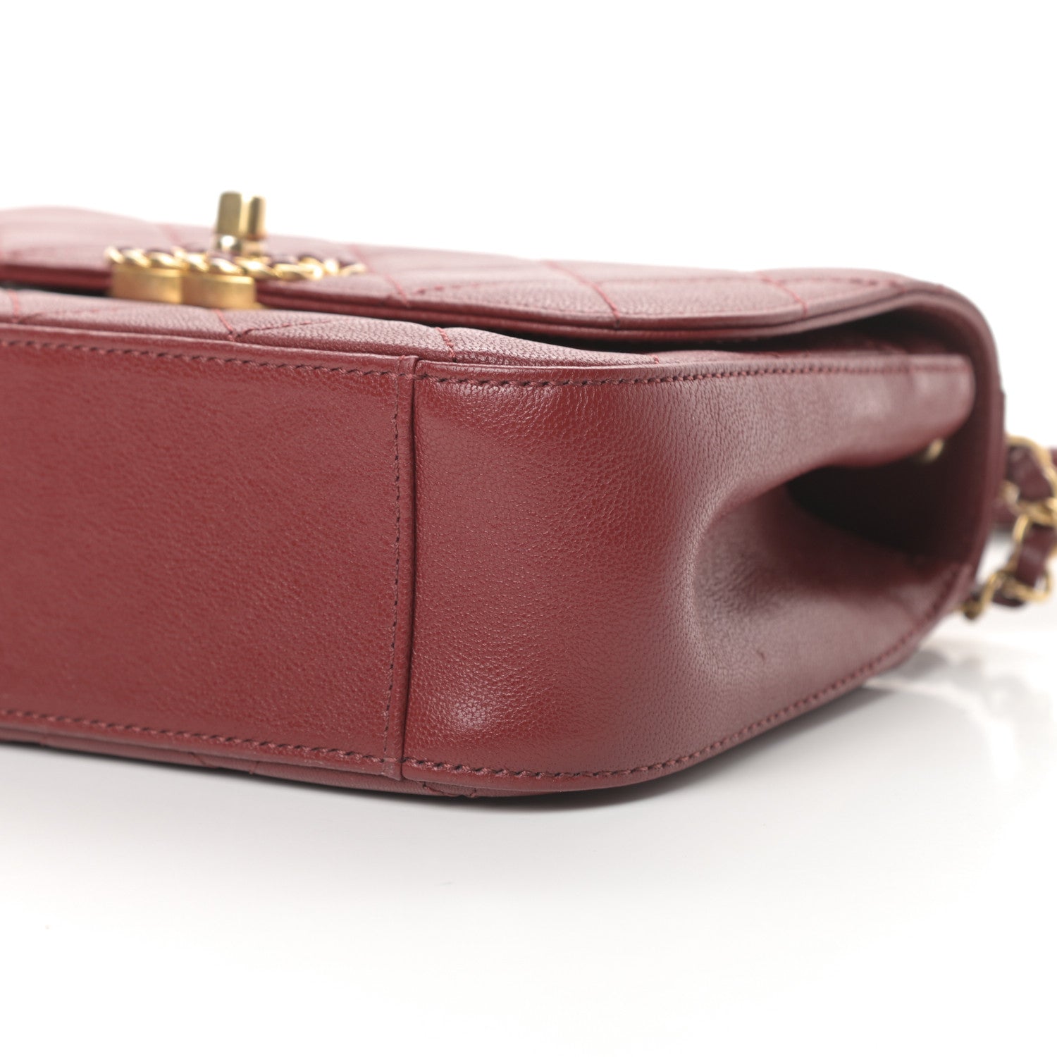 Chanel Lambskin Quilted Small Chain Infinity Top Handle Flap Burgundy 10 of 11