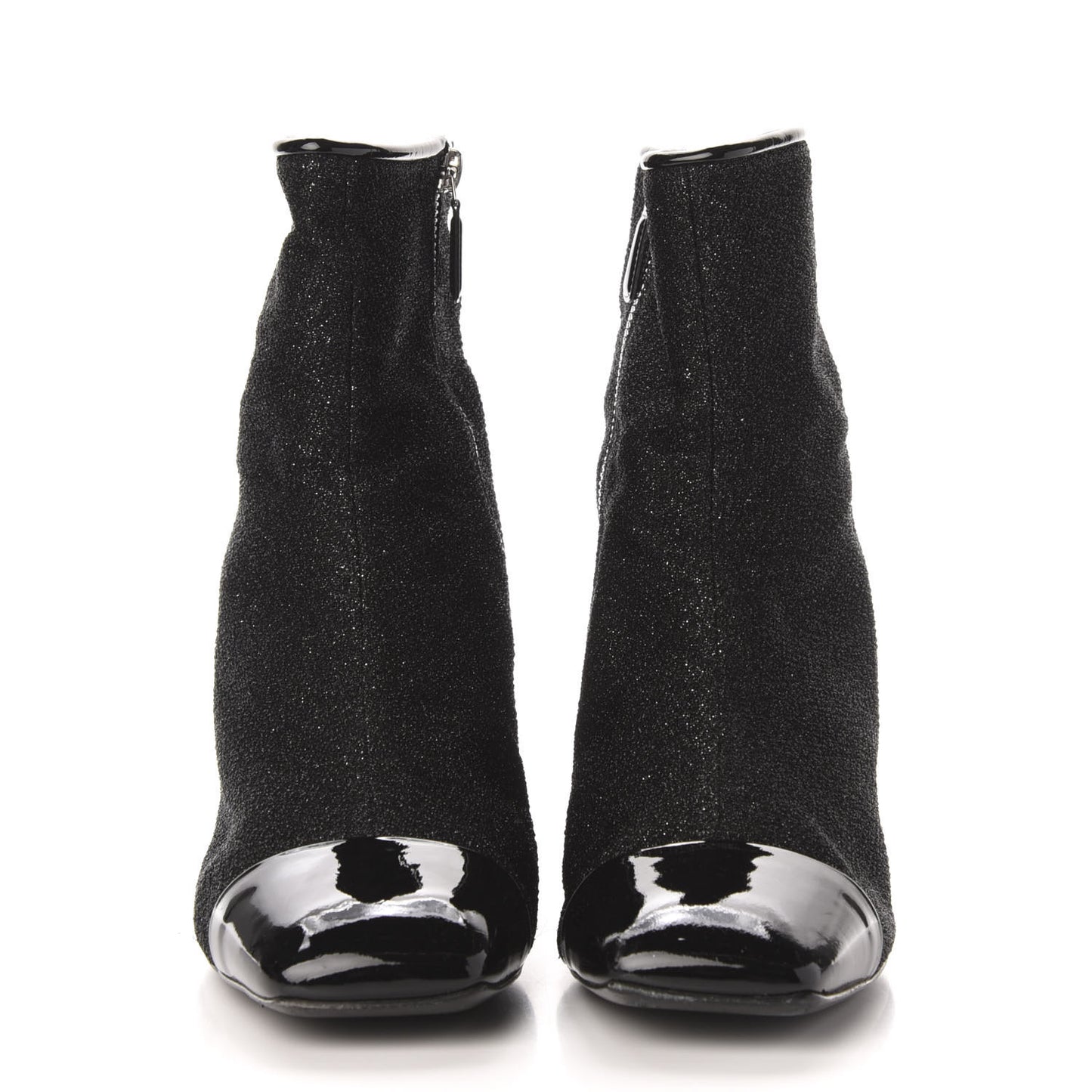 Glitter Patent Cap Toe Short Boots 40.5 Black