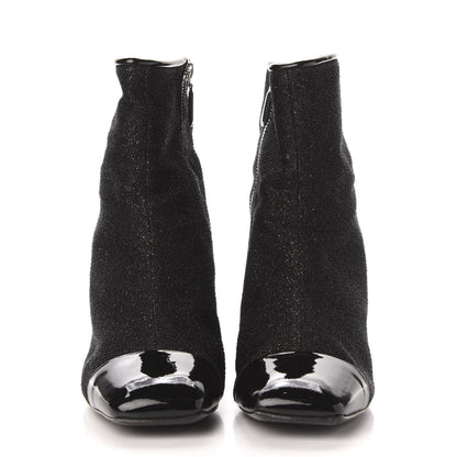 Chanel Glitter Patent Cap Toe Short Boots 40.5 Black 2 of 9