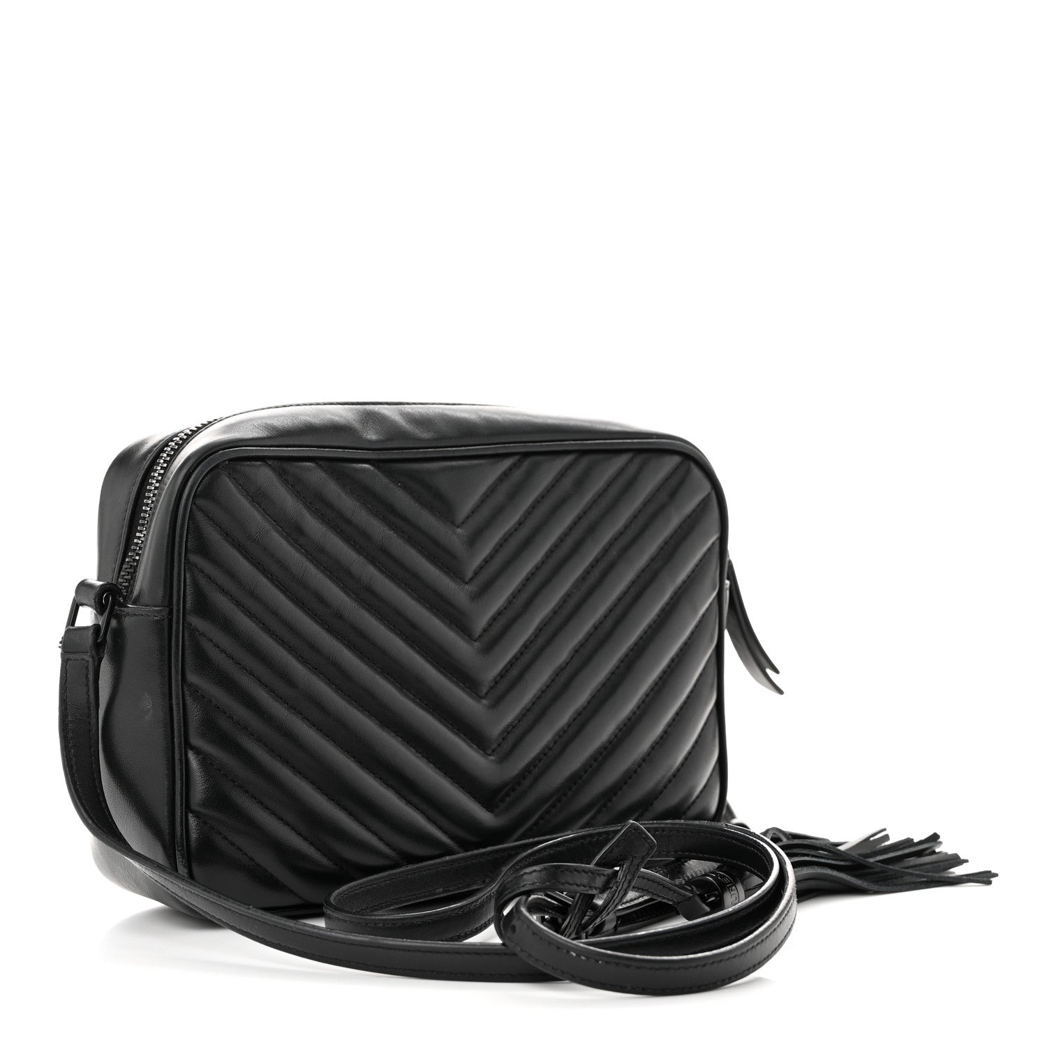 Saint Laurent Calfskin Matelasse Monogram Monochrome Lou Camera Bag Black 3 of 13