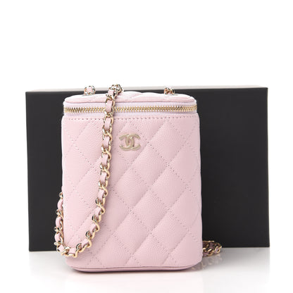 Chanel Caviar Quilted Small Vertical Coco Beauty Vanity Case With Chain Light Pink 11 of 11