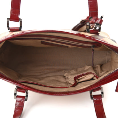 Burberry Patent Nova Check Shopper Tote Berry Red 5 of 9