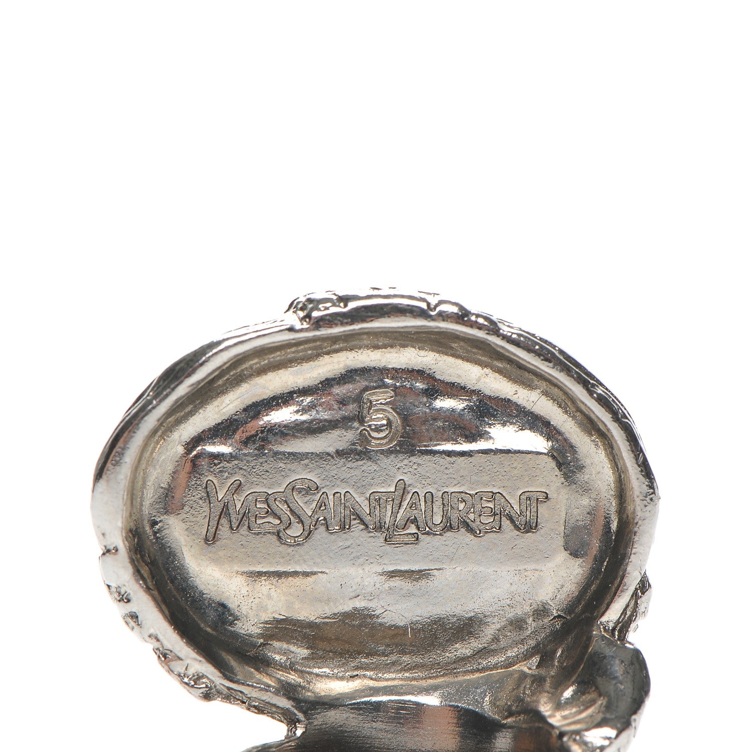 Saint Laurent Glass Cabochon Arty Ovale Ring 5 Silver Pink 4 of 4