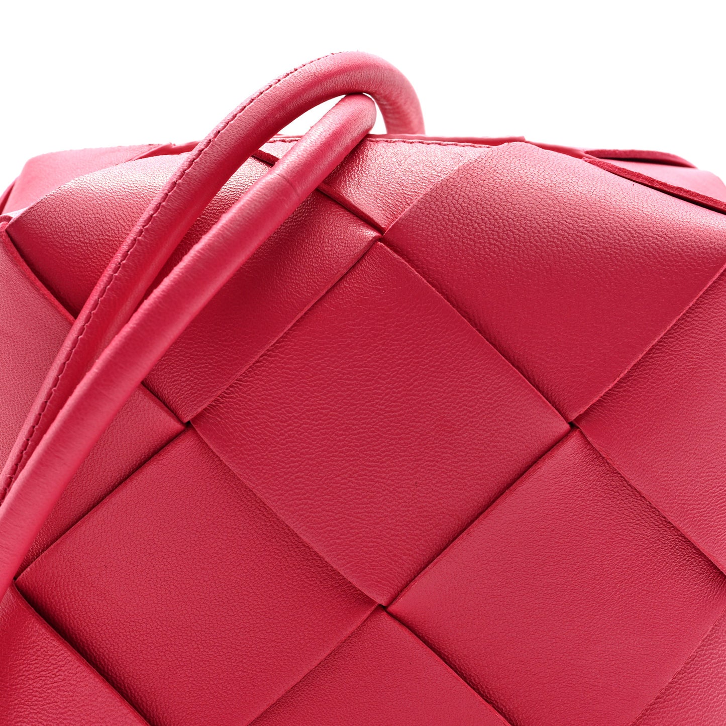 Lambskin Maxi Intrecciato Mini Cassette Camera Bag Cranberry
