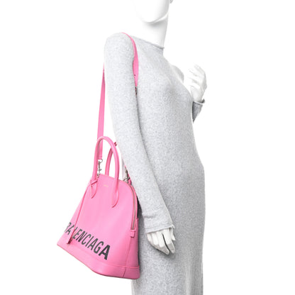 Balenciaga Signature Grained Calfskin Logo M Ville Top Handle Bag Rose Bubblegum Black 2 of 18
