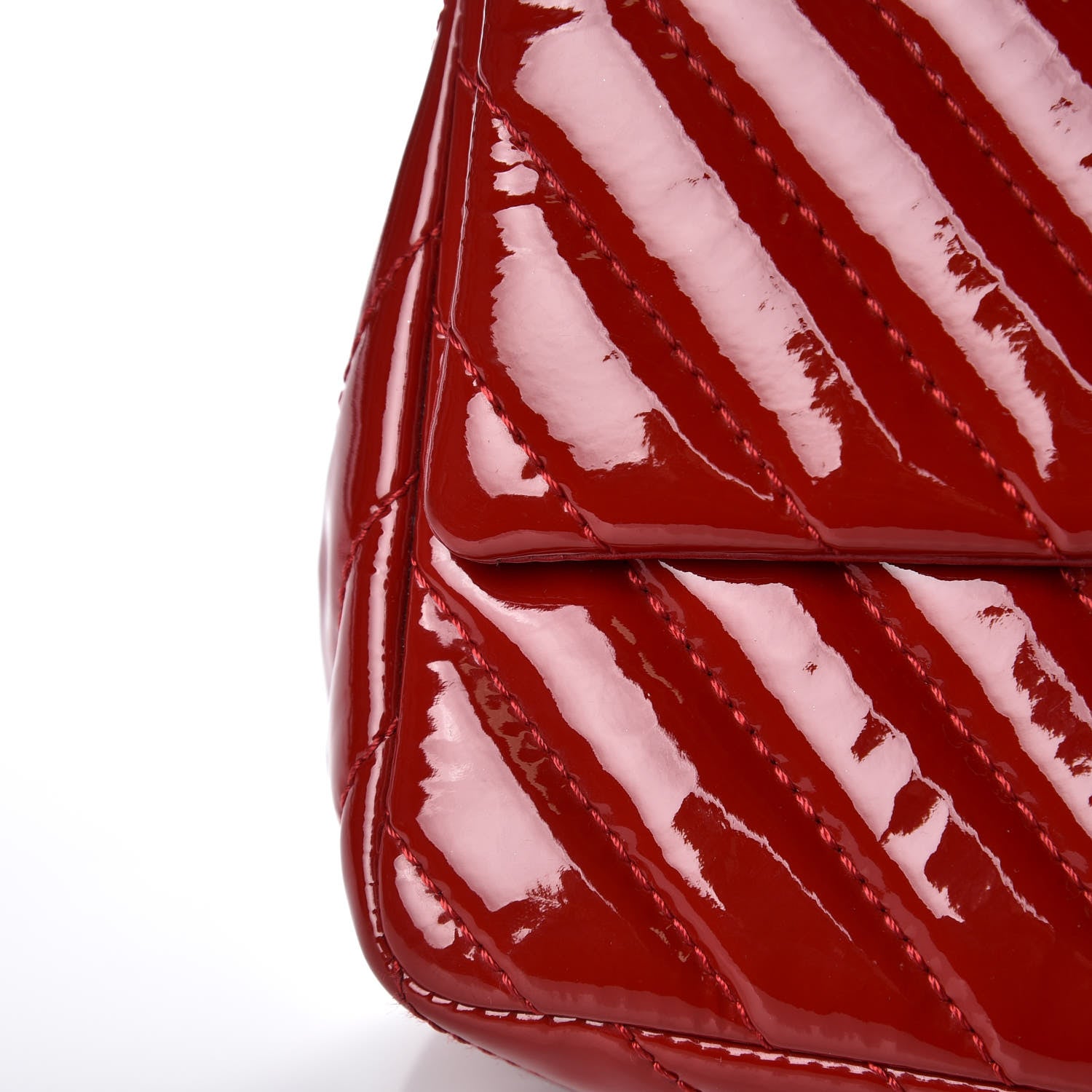 Chanel Patent Chevron Quilted Medium Single Flap Red 12 of 16