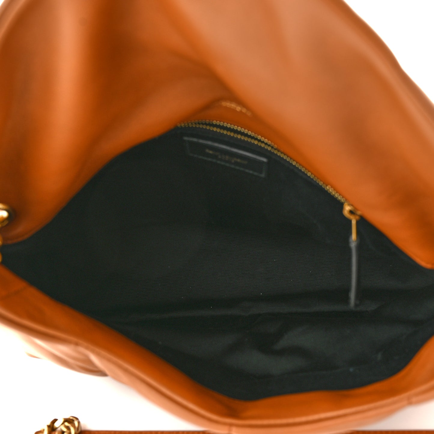 Lambskin Quilted Medium Loulou Puffer Monogram Chain Satchel Miel Dark