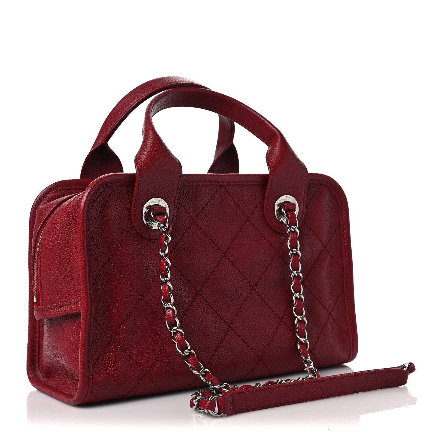 Chanel Caviar Quilted Small Deauville Bowling Bag Red 2 of 5