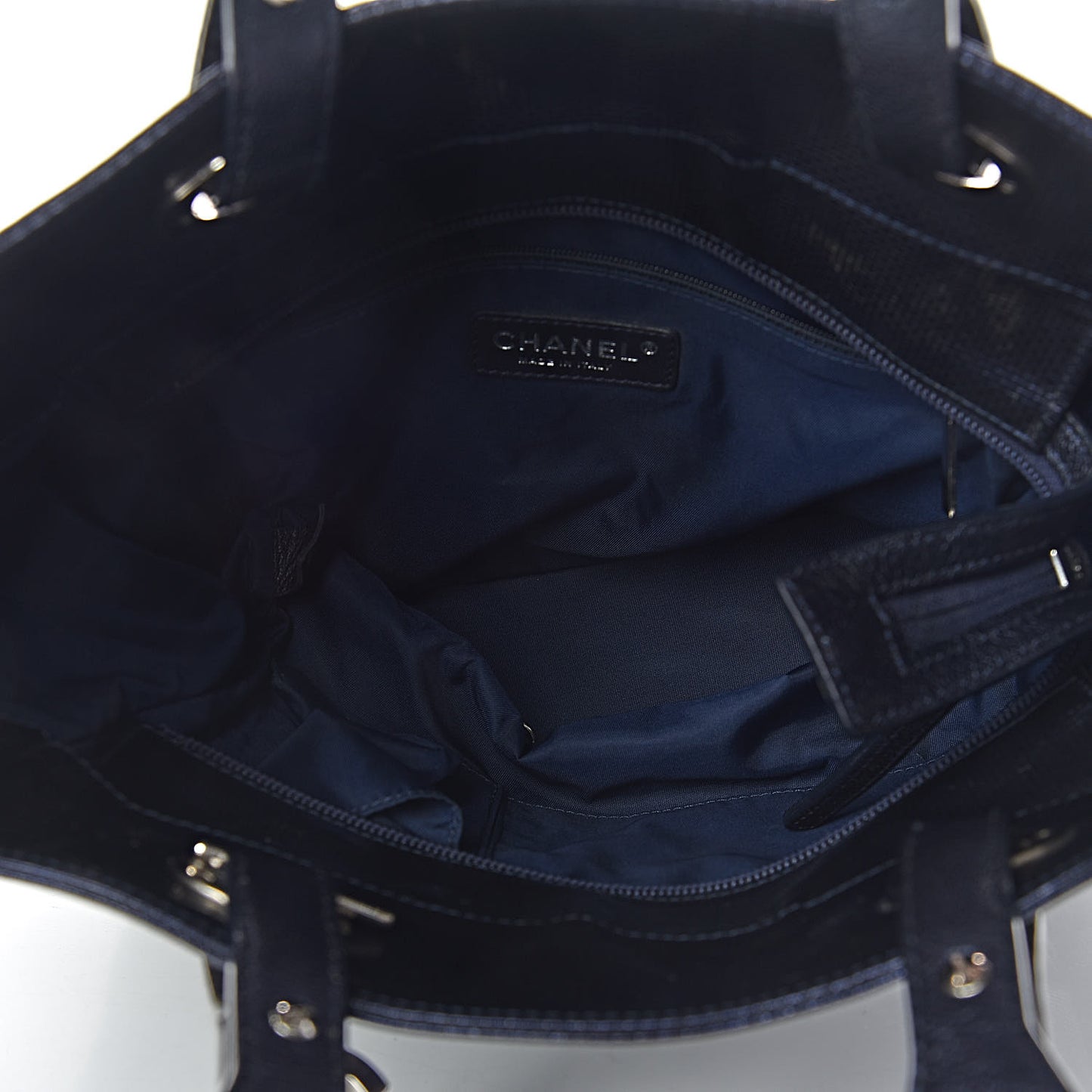 Metallic Coated Canvas Quilted Small Paris Biarritz Tote Blue