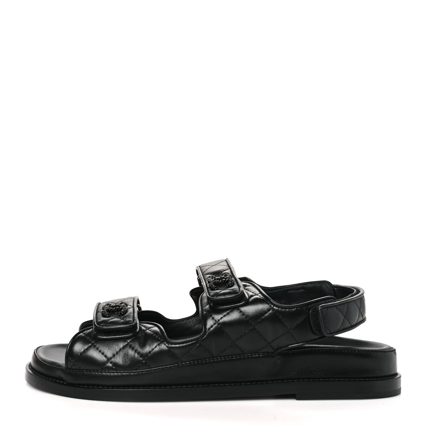 Lambskin Velcro Dad Sandals 40 Black