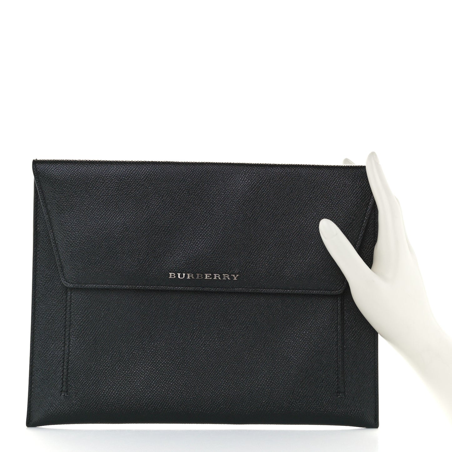 Grainy Calfskin Flap Pouch Black