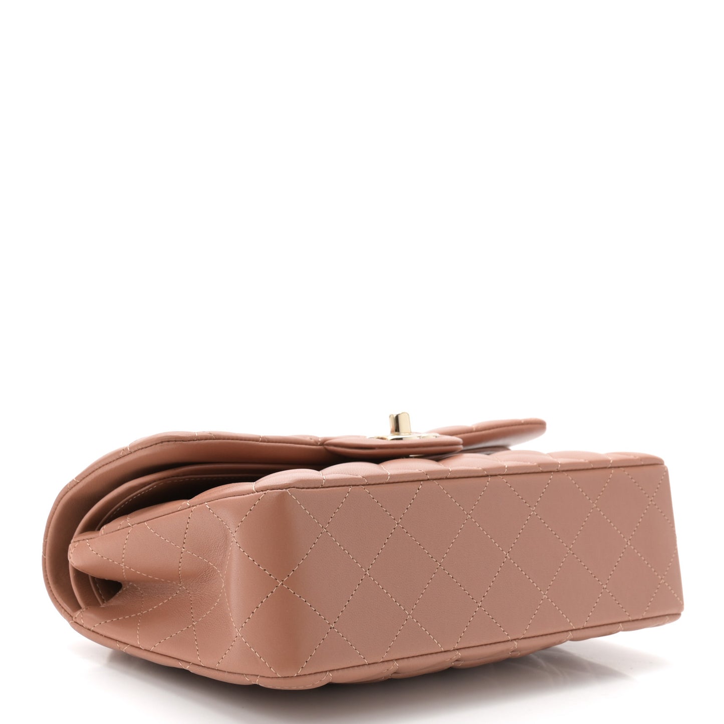 Lambskin Quilted Small Double Flap Brown