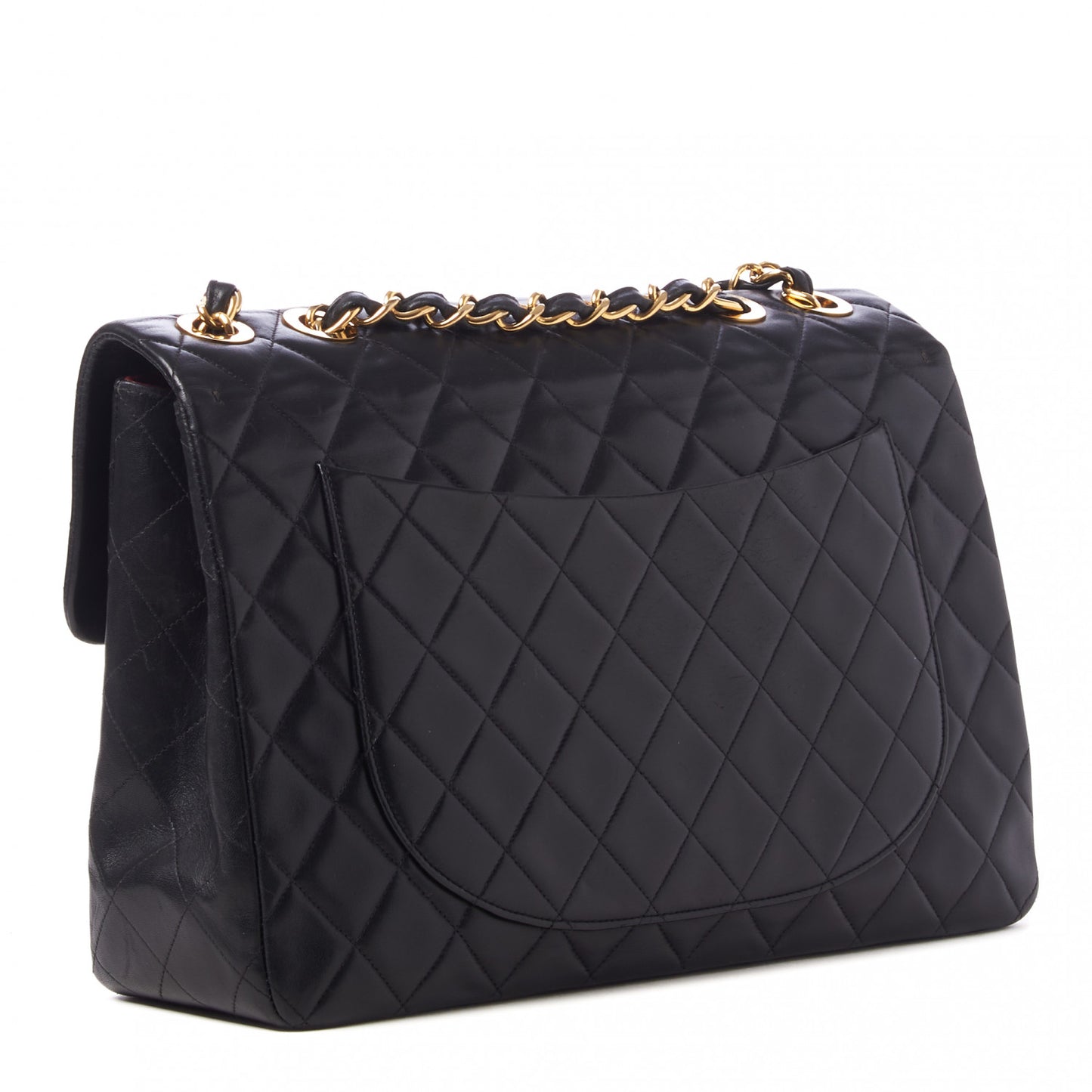 Lambskin Quilted XL Jumbo Single Flap Black