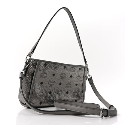 MCM Metallic Visetos Crossbody Bag Silver 3 of 10