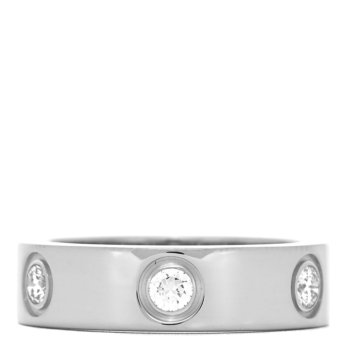 18K White Gold 6 Diamond 5.5mm LOVE Ring 53 6.5