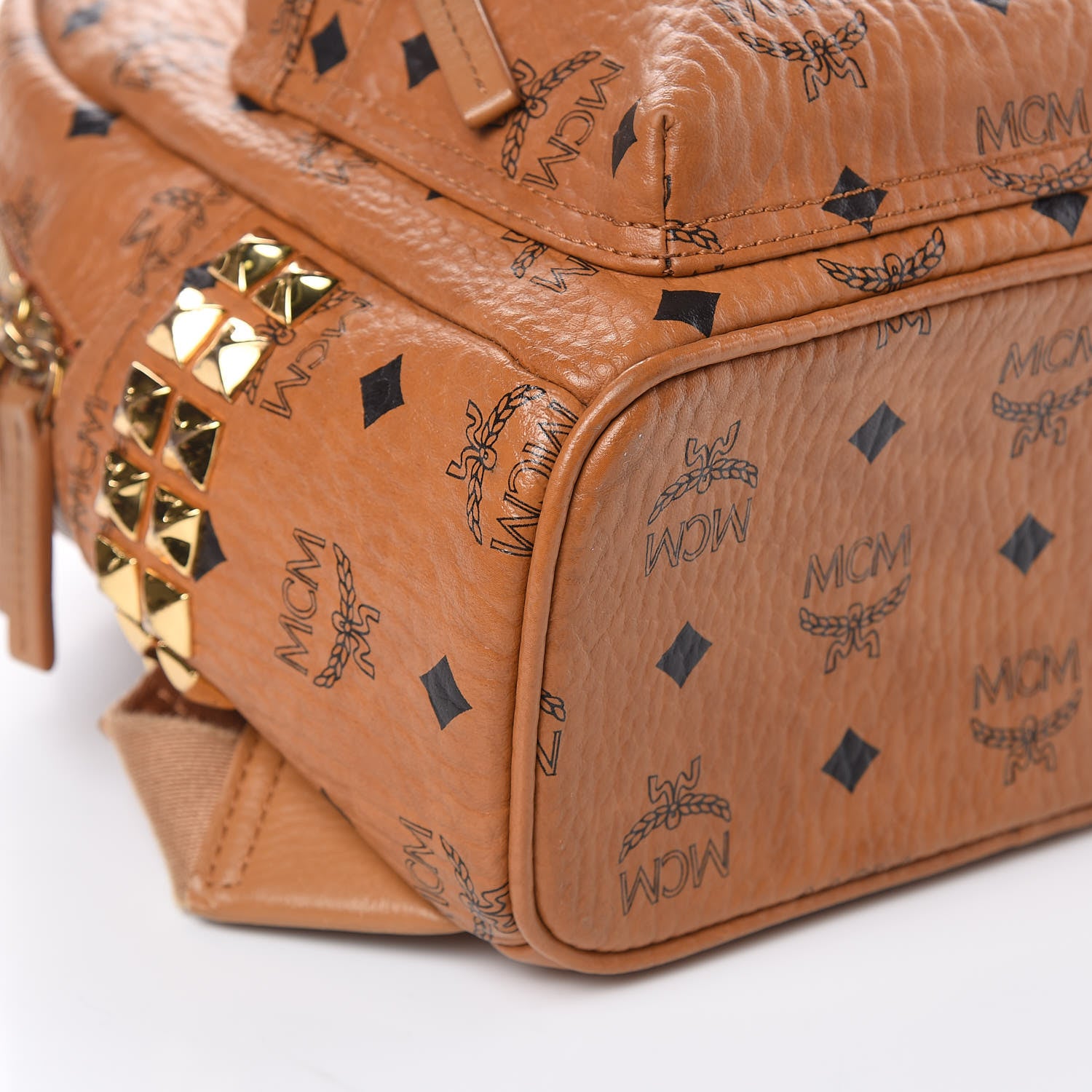 MCM Visetos Side Stud Mini Stark Backpack Cognac 8 of 13