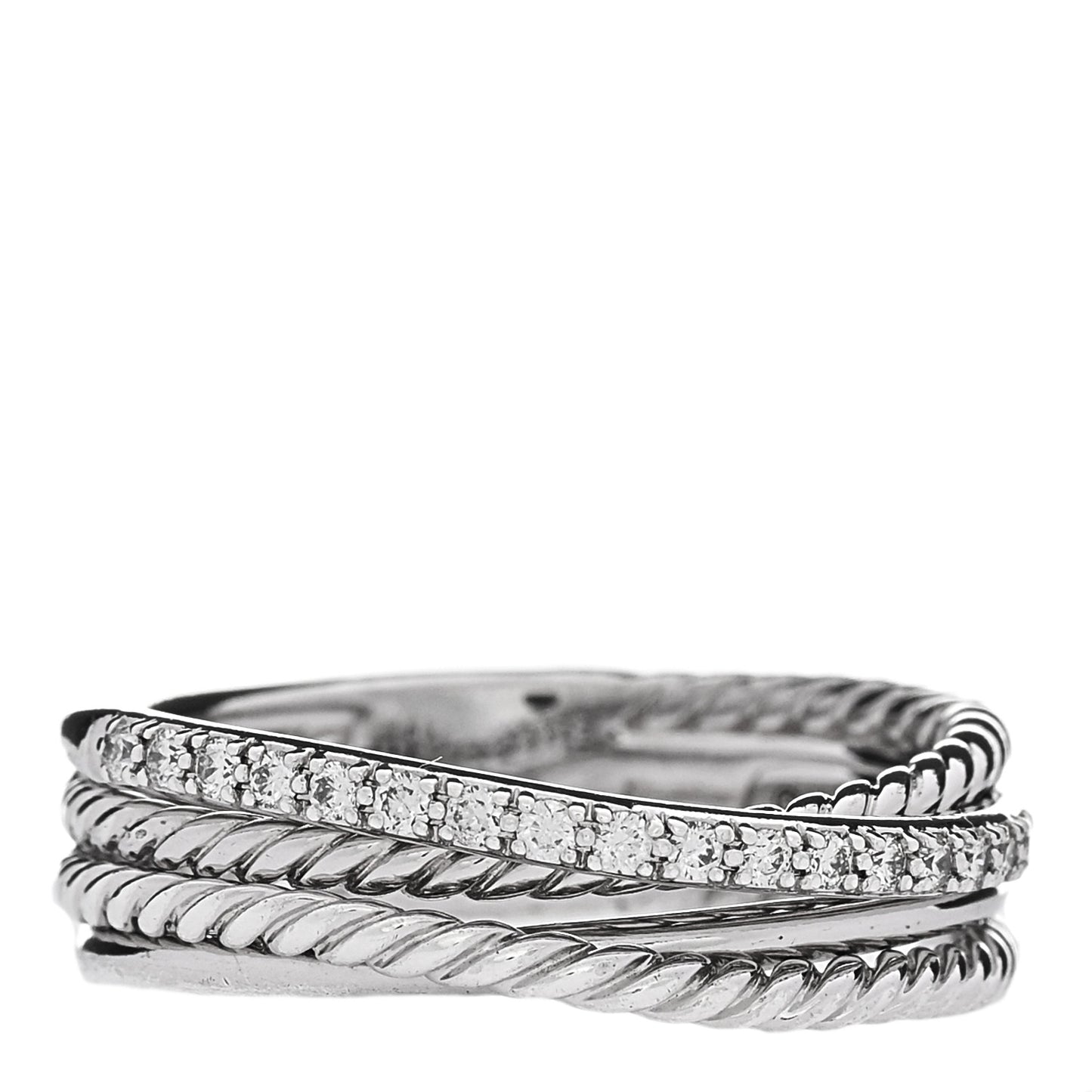 Sterling Silver Diamond 7mm Crossover Ring 59 8.75