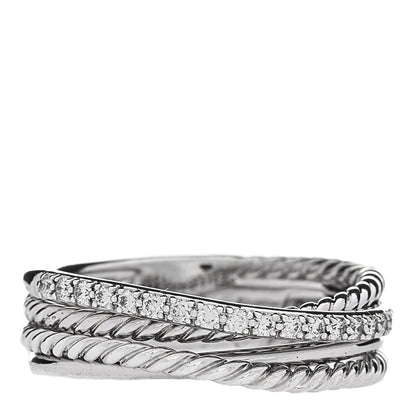David Yurman Sterling Silver Diamond 7mm Crossover Ring 59 8.75 1 of 5