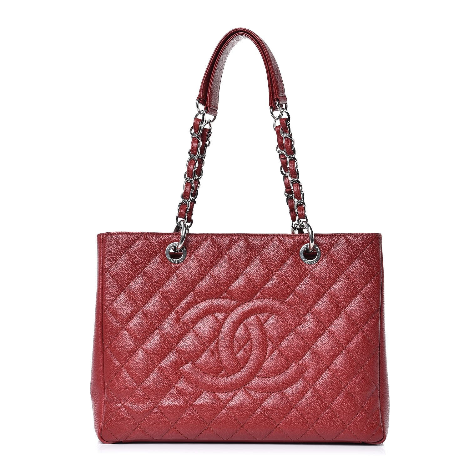 Chanel Caviar Quilted Grand Shopping Tote GST Red 1 of 11