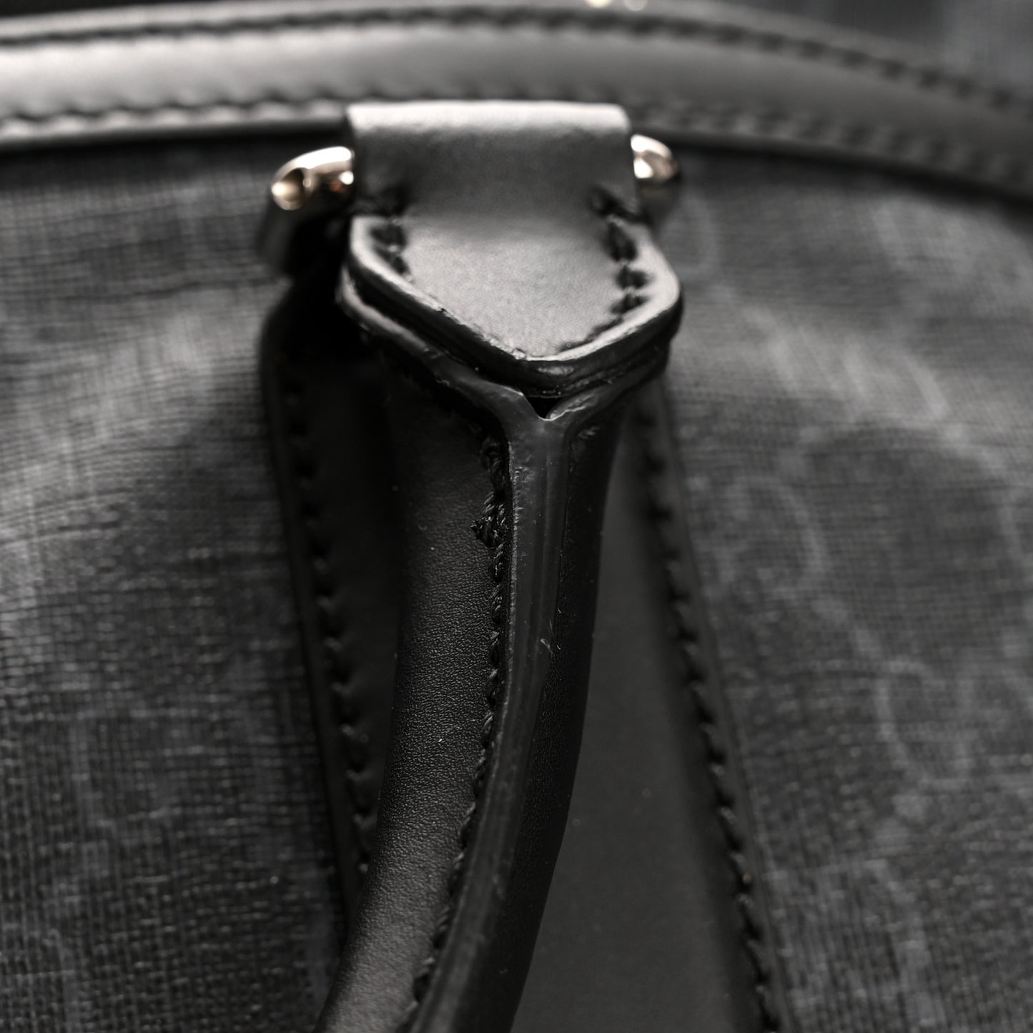 Soft GG Supreme Monogram Appia Calfskin Web Large Carry On Duffle Bag Black Grey
